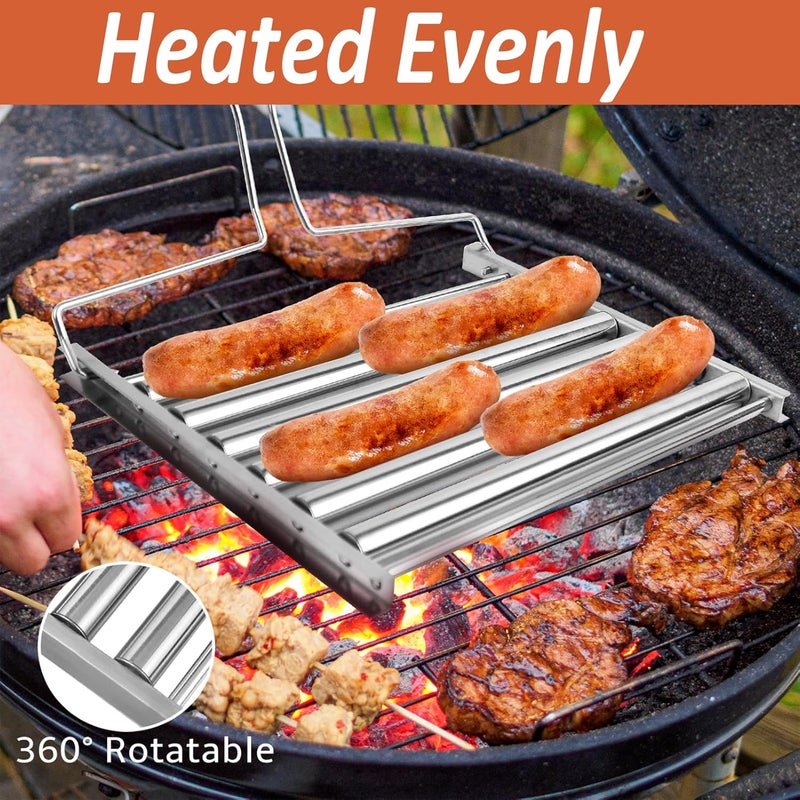 VinBee Large Hotdog Roller Stainless Steel Hot Dog Sausage Roller Rack BBQ Sausage Roller Rack Hot Dog Roller for Grill Evenly Cooked Hot Dogs(Large) - Image 4